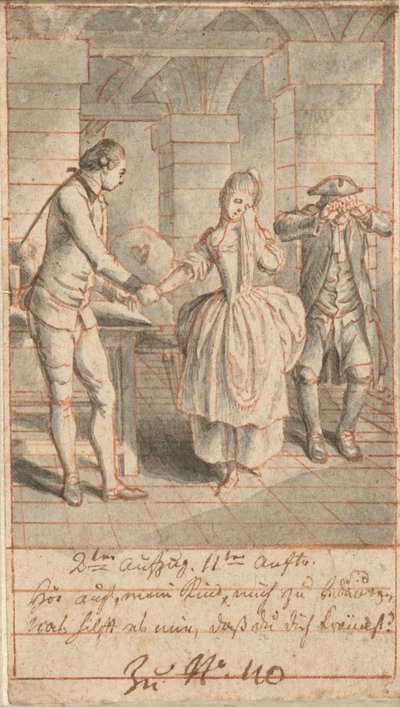 Louise and Her Father Johann Ludwig Visiting Alexis in Prison by Daniel Nikolaus Chodowiecki
